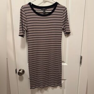 Forever 21 Black and Gray Striped Mini Dress